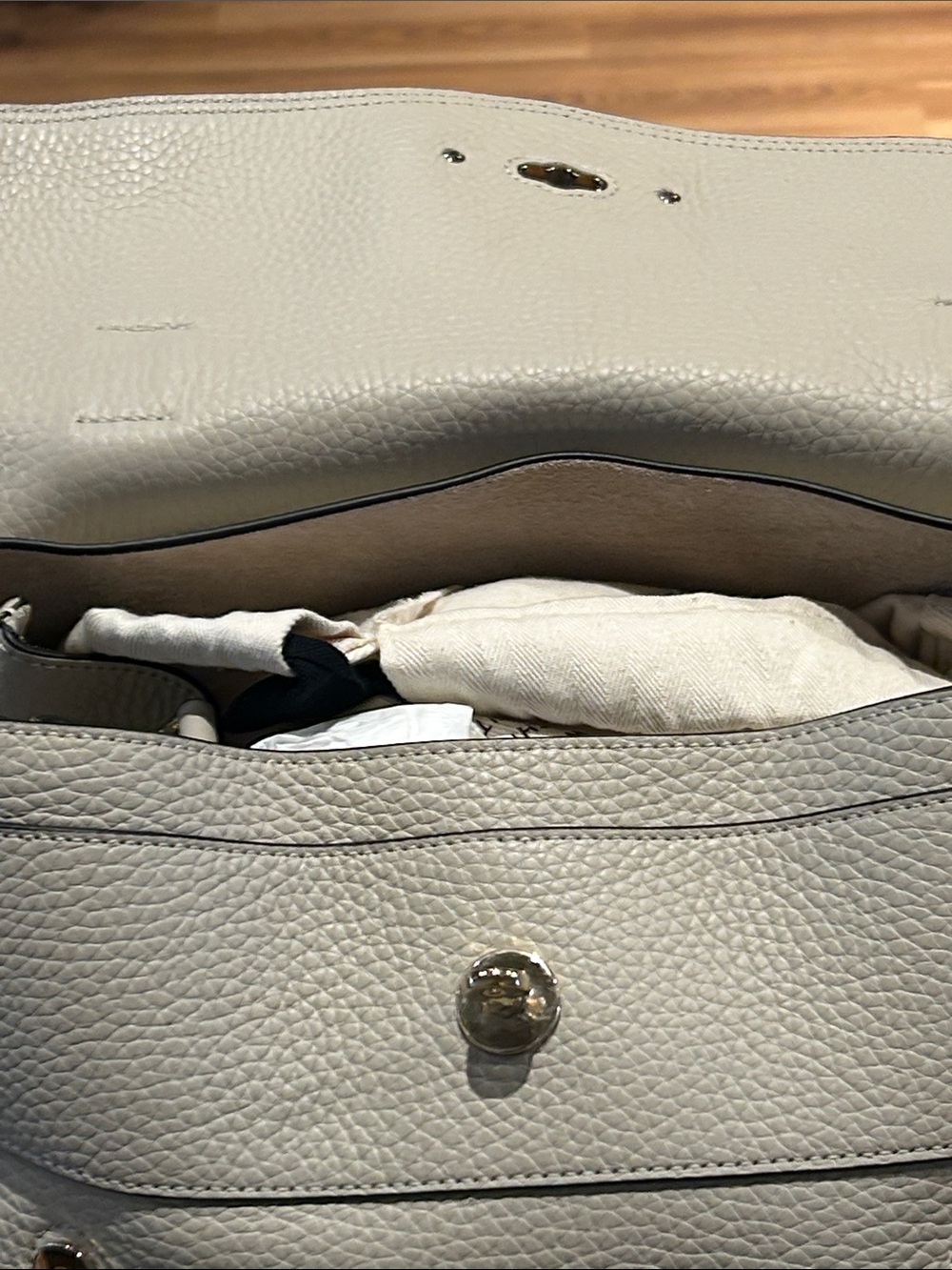 Mulberry Cream Pebble Leather Satchel with Braided Top Handle - Picture 10 of 12